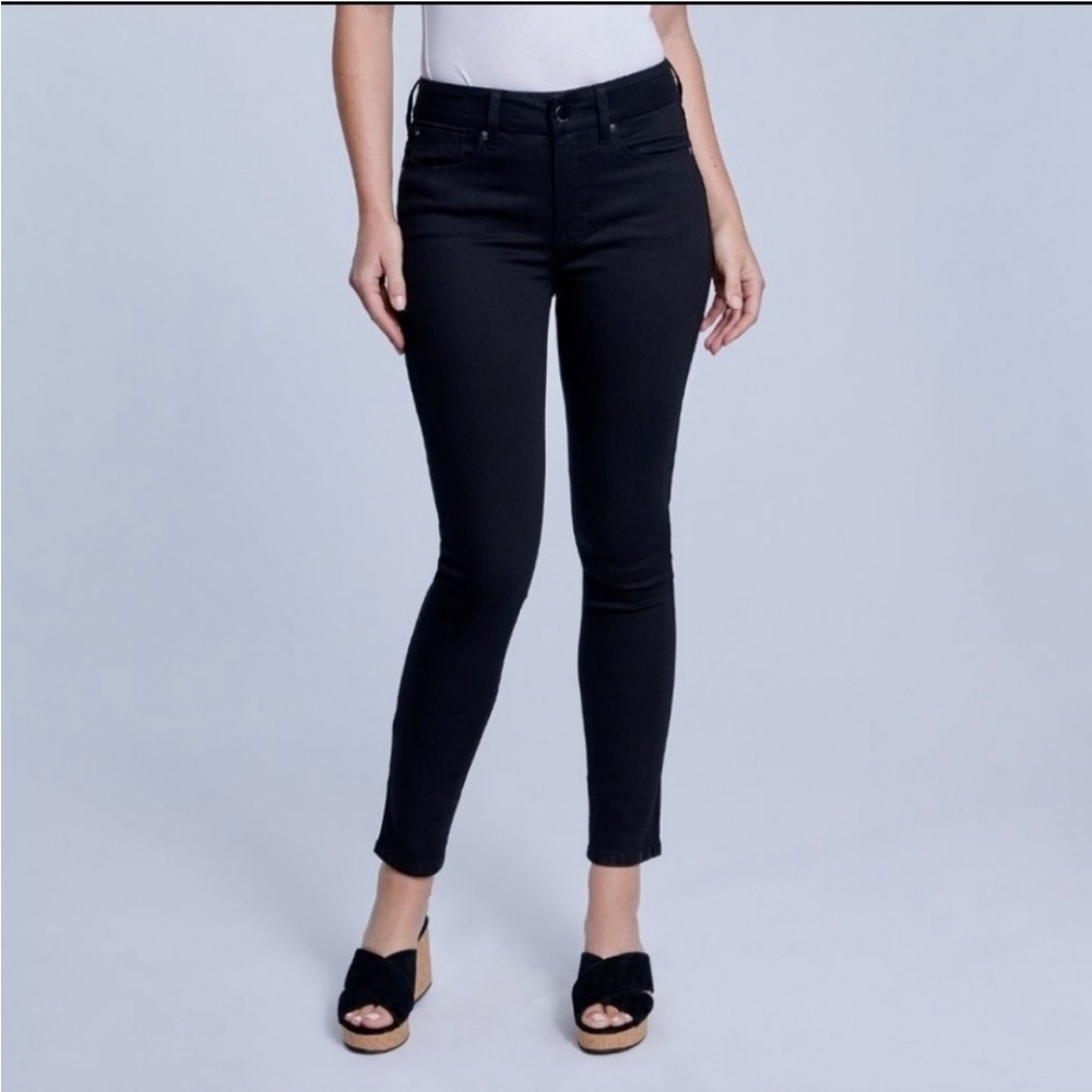 Seven7 Womens Black Distressed Dark Wash Tummyless High Rise Skinny Jeans Size 6